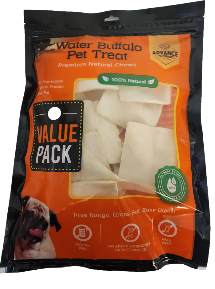 20 Pieces Premium Buffalo Cheek Chips for Dogs – 100% Natural, Long-Lasting, Rawhide-Free Chews – Healthy Water Buffalo Dog Treats