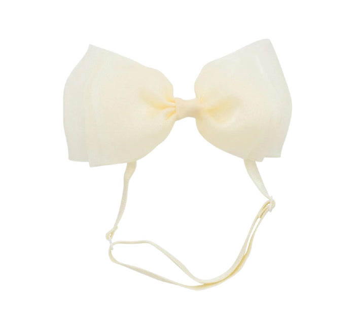 Allie Bow Ivory Organza Headband Wrap