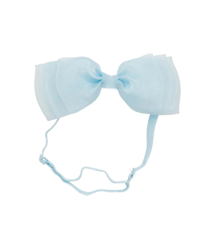 Allie Bow Light Blue Organza Headband Wrap