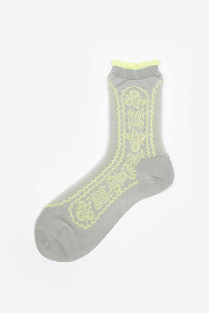 AM-817 See-Through Flower Socks Light Grey