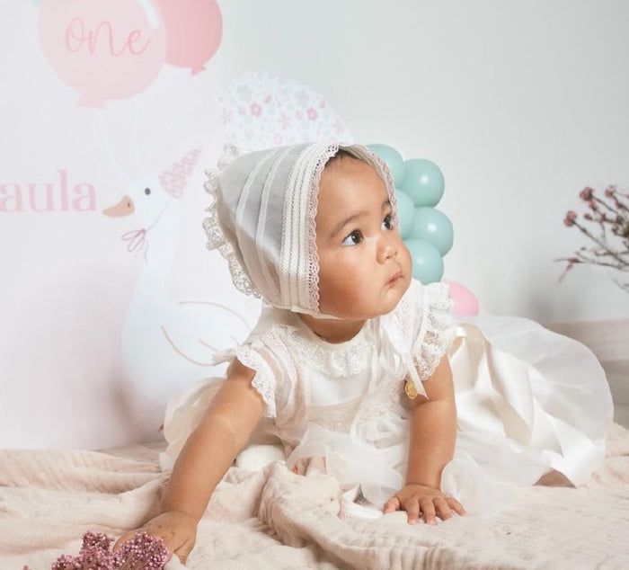 Antonia Luxe -Ivory/Pink 2-piece Handsmocked Dress
