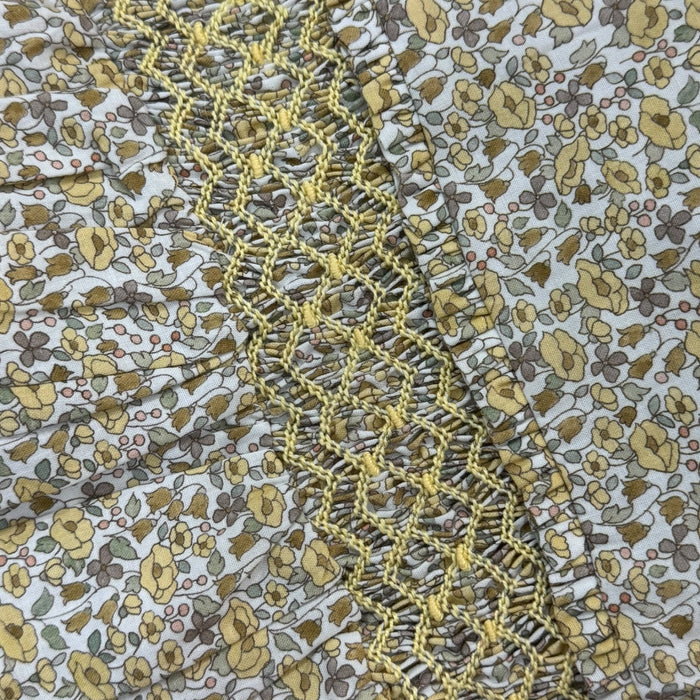 Aria Yellow Floral Primerose Zig Handsmocked Girl Dress