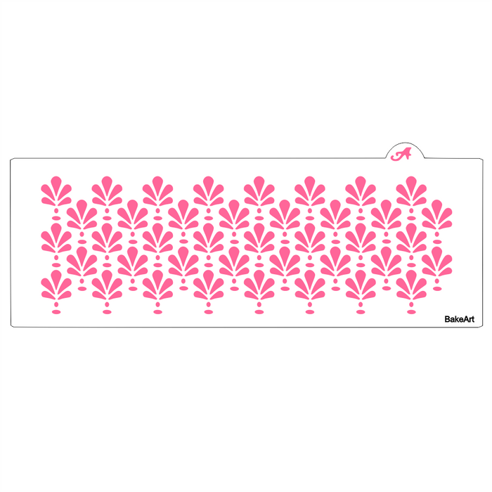 Art Deco Leaf Cake Stencil, an elegant design for decorating celebratory cakes.