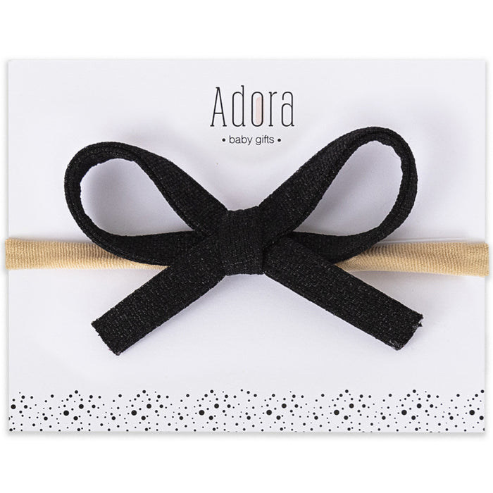 baby band waffle bow large - black