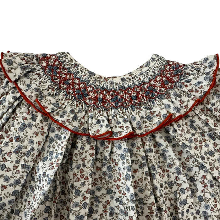 Berta Handsmocked Floral Blue 2-Piece Set