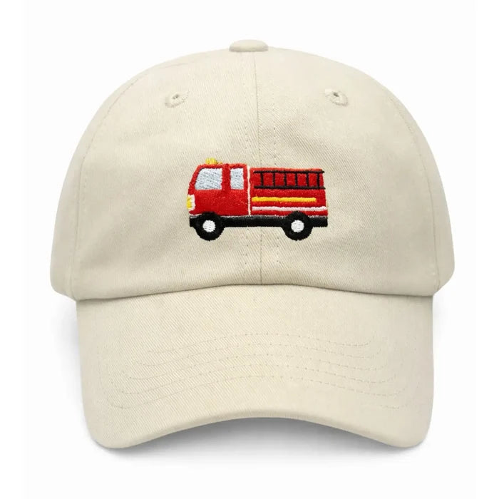 Bits and Bows - Youth Baseball Cap - Khaki Firetruck