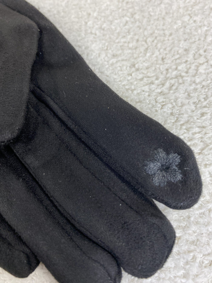 Black Suedette Touch Screen Gloves 7834