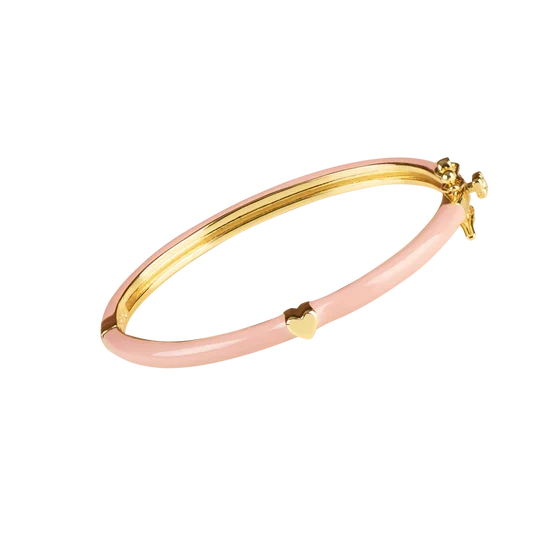 bracelet enamel bangle with heart - pink
