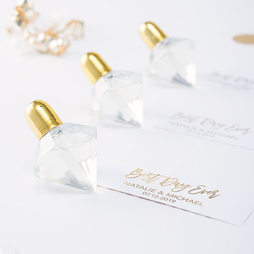 Diamond Shaped Gold Top Wedding Bubble Favors