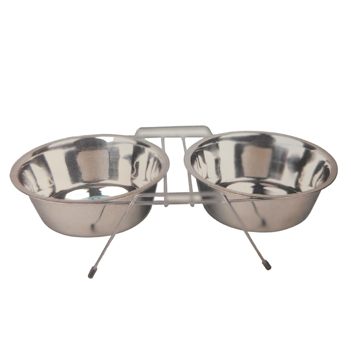 Durable Steel Double Dog Bowl – Vet Recommended Feeder, Rust-Resistant, Food-Safe, ½ Pint to 3 Quart Sizes