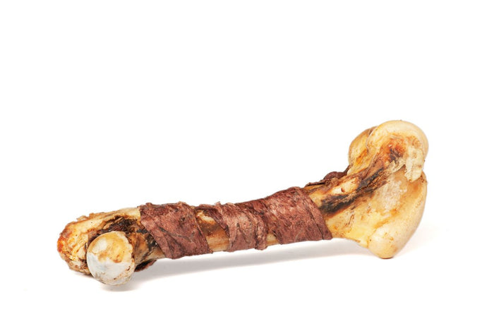 Jumbo Water Buffalo Bone Wrapped in Jerky | 100% Natural Dog Treat | Keratin-Rich for Healthy Coat & Teeth