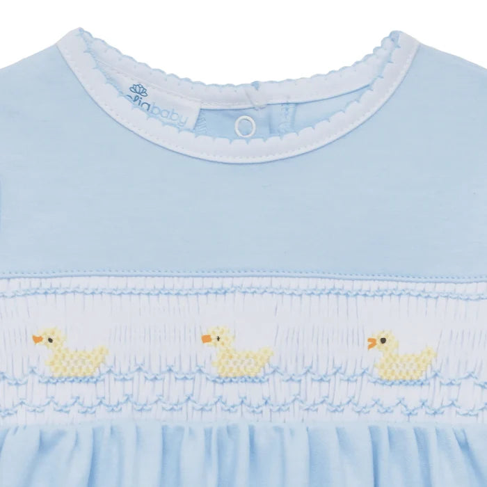 Magnolia Baby - Smocked Bubble - Blue Little Duckling