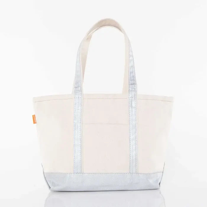 Medium Canvas Tote - Metallic Silver