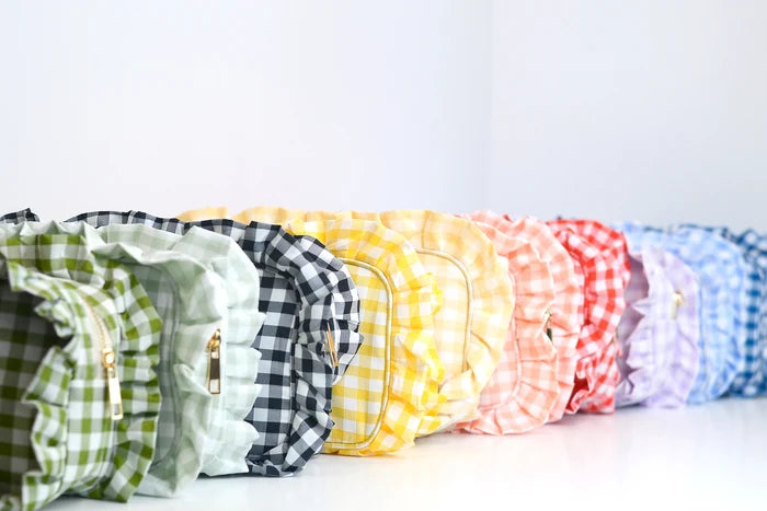 Ruffle Pouch - Yellow Gingham