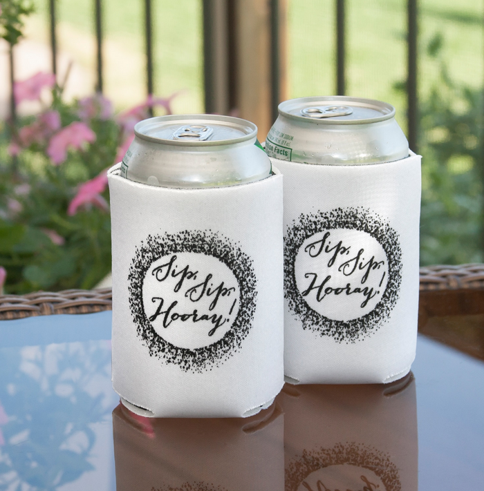 Sip, Sip, Hooray! - Can Coolers Koozies (Pack of 2)