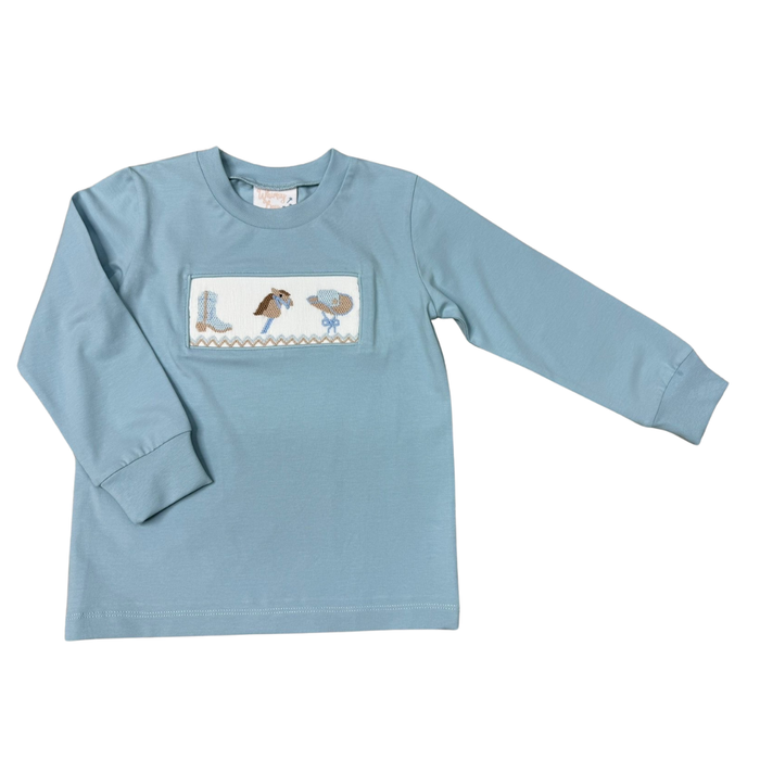 Smocked Long Sleeve Tee - Little Cowboy