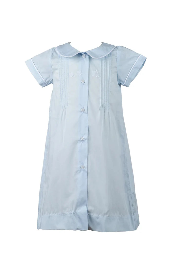 The Proper Peony - Trevor Train Embroidery Gown - Blue