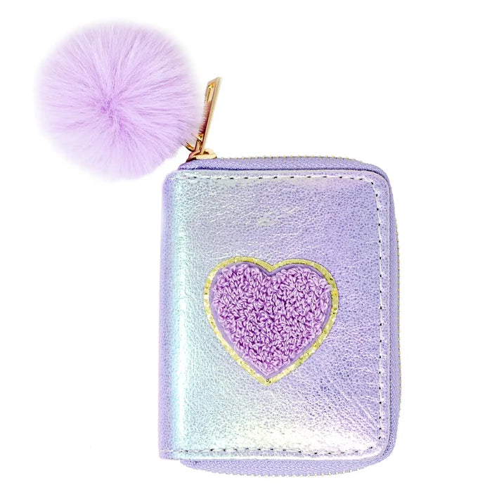 Wallet - Shiny Sequin Heart - Purple