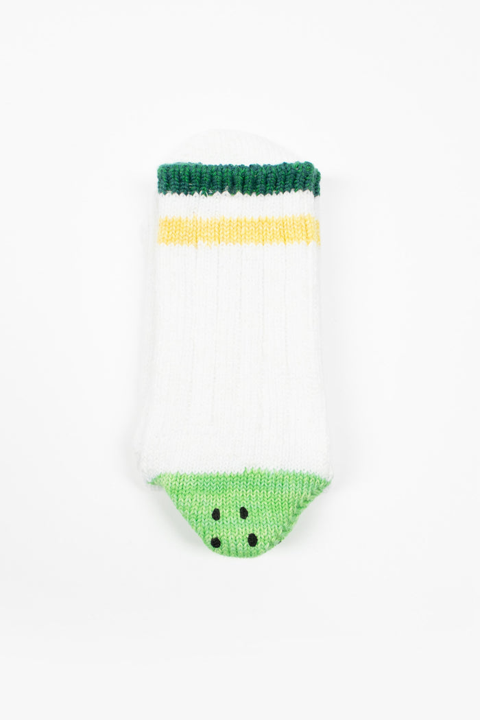 60 Yarns Ivy Rainbowy Happy Heel Hold Socks White/Green