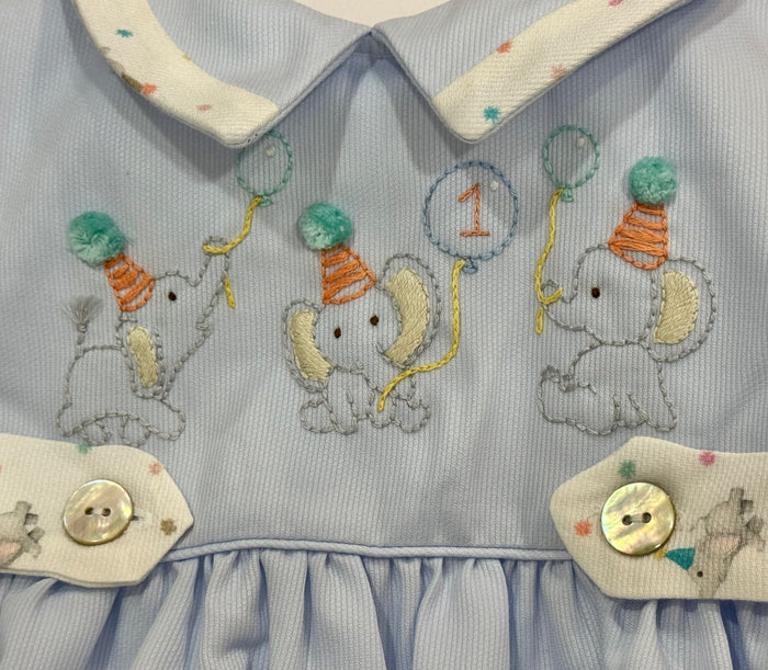Birthday Penn Elephant Embroidered Boy Bubble