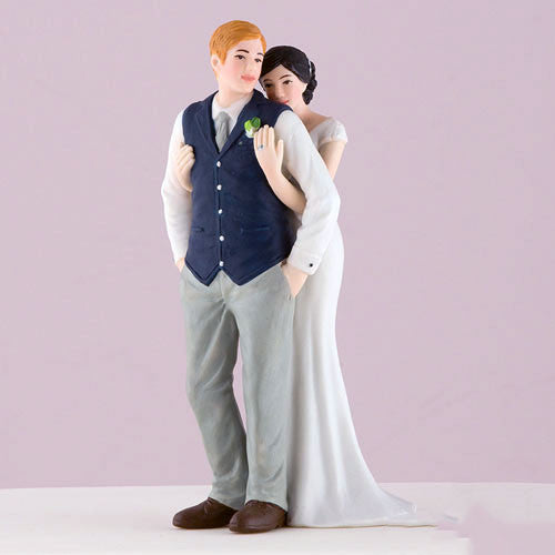 A Sweet Embrace Bride Embracing Groom Couple Wedding Cake Topper