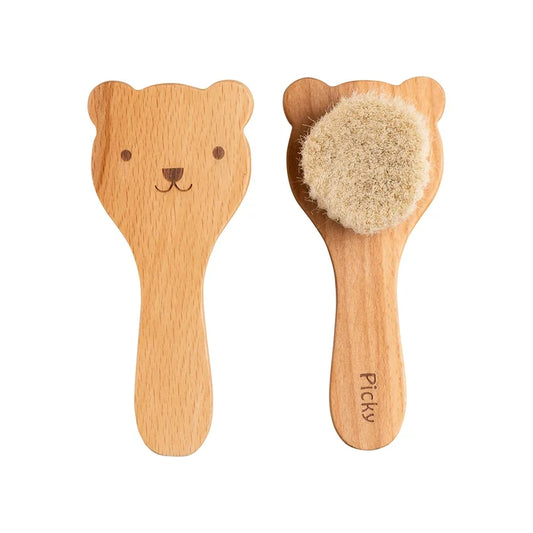 accessories hair brush teddy bear - wood