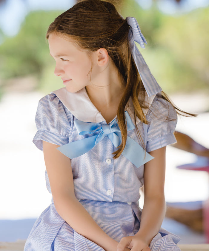 Adele Girl Blue Stripes Sailor 2-Pc Set