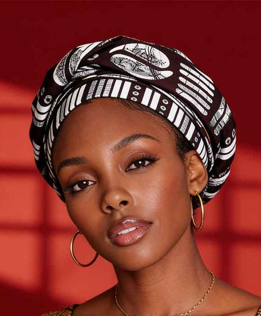 African Headwrap -Black and White