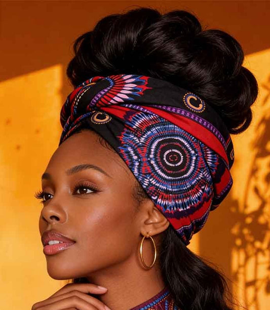 African Headwrap -Tie Dye- Pink Purple