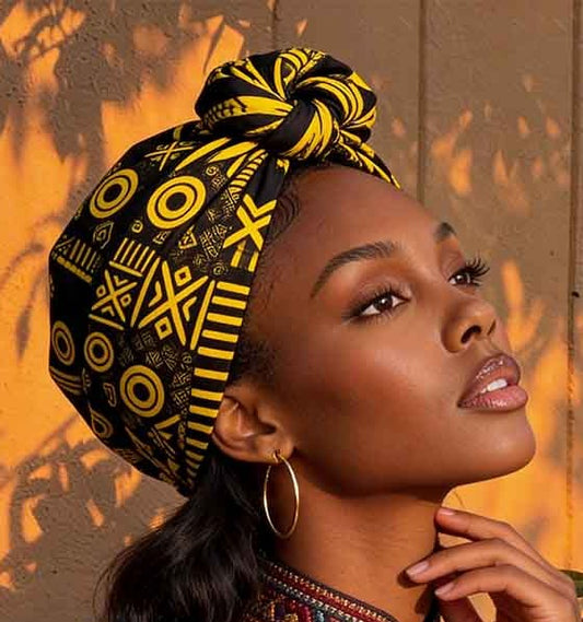 African Headwrap-Yellow and Black