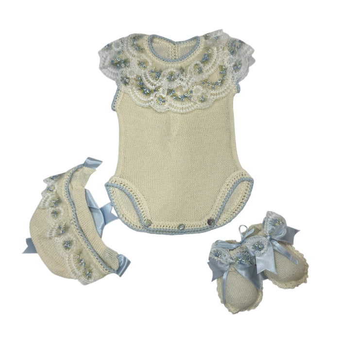 Aida Blue Floral Romper 3-Piece Set