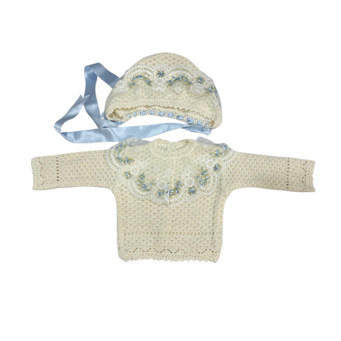Aida Blue Jersey and Bonnet Floral 2-Piece Set