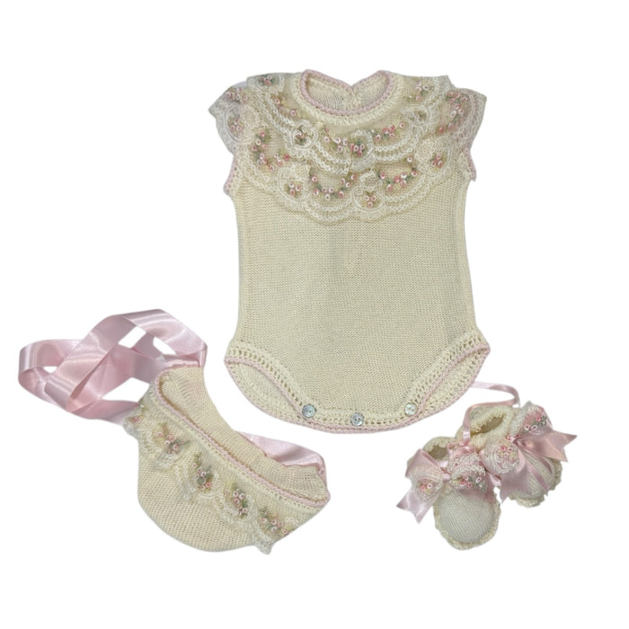 Aida Pink Floral Romper 3-Piece Set