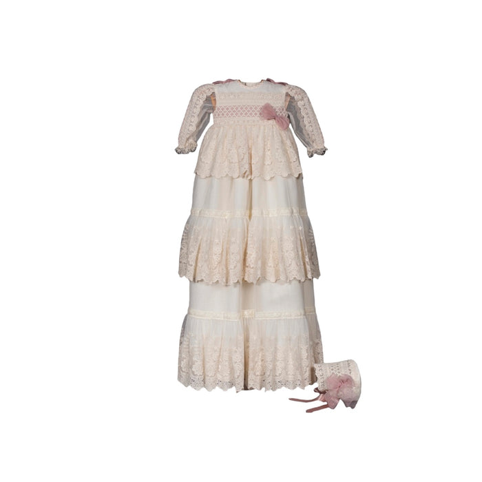 Alice Dusty Pink Beige Lace Gown