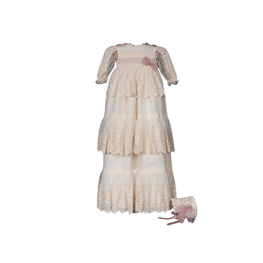 Alice Dusty Pink Beige Lace Gown