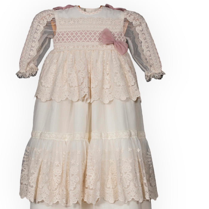 Alice Dusty Pink Beige Lace Gown