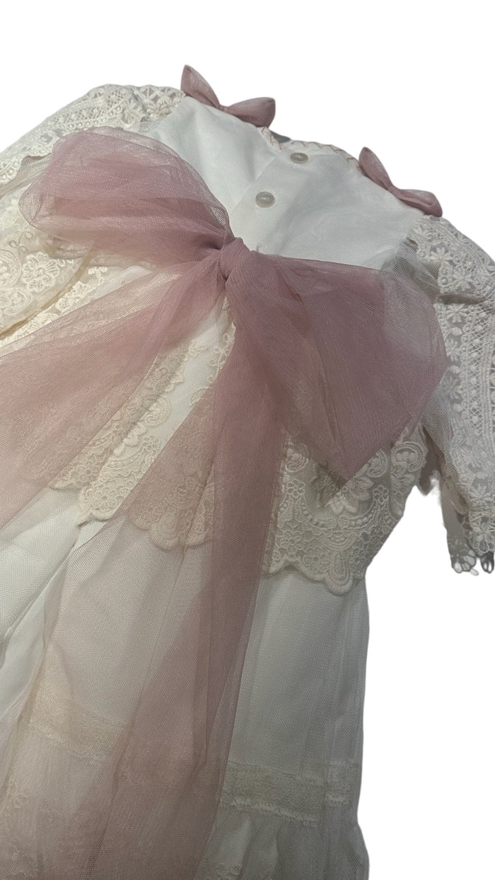Alice Dusty Pink Beige Lace Gown