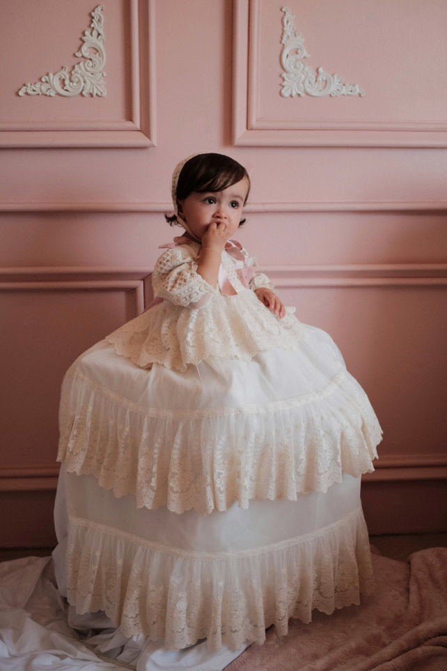 Alice Dusty Pink Beige Lace Gown