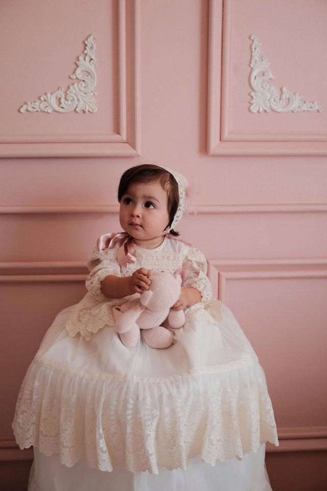 Alice Dusty Pink Beige Lace Gown