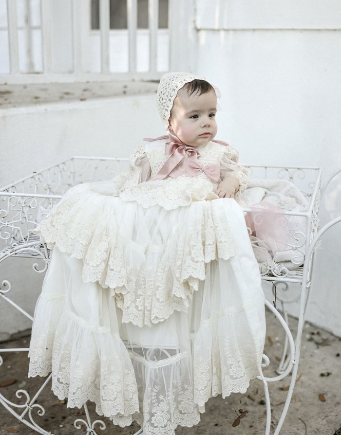Alice Dusty Pink Beige Lace Gown