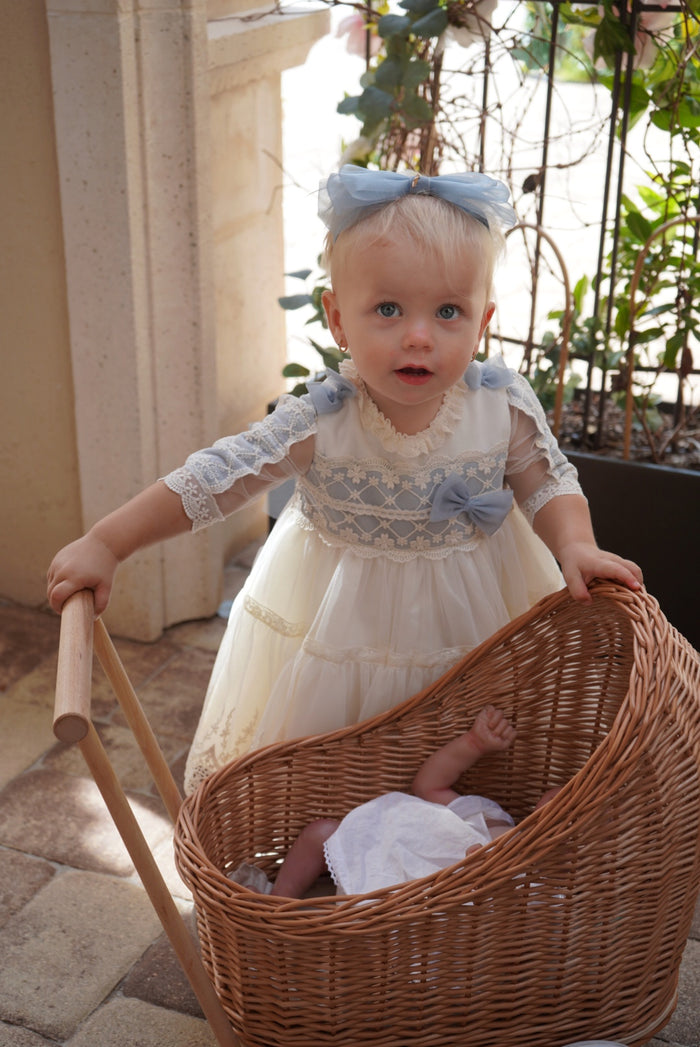 Alice Lace Dusty Blue/Ivory Girl Dress
