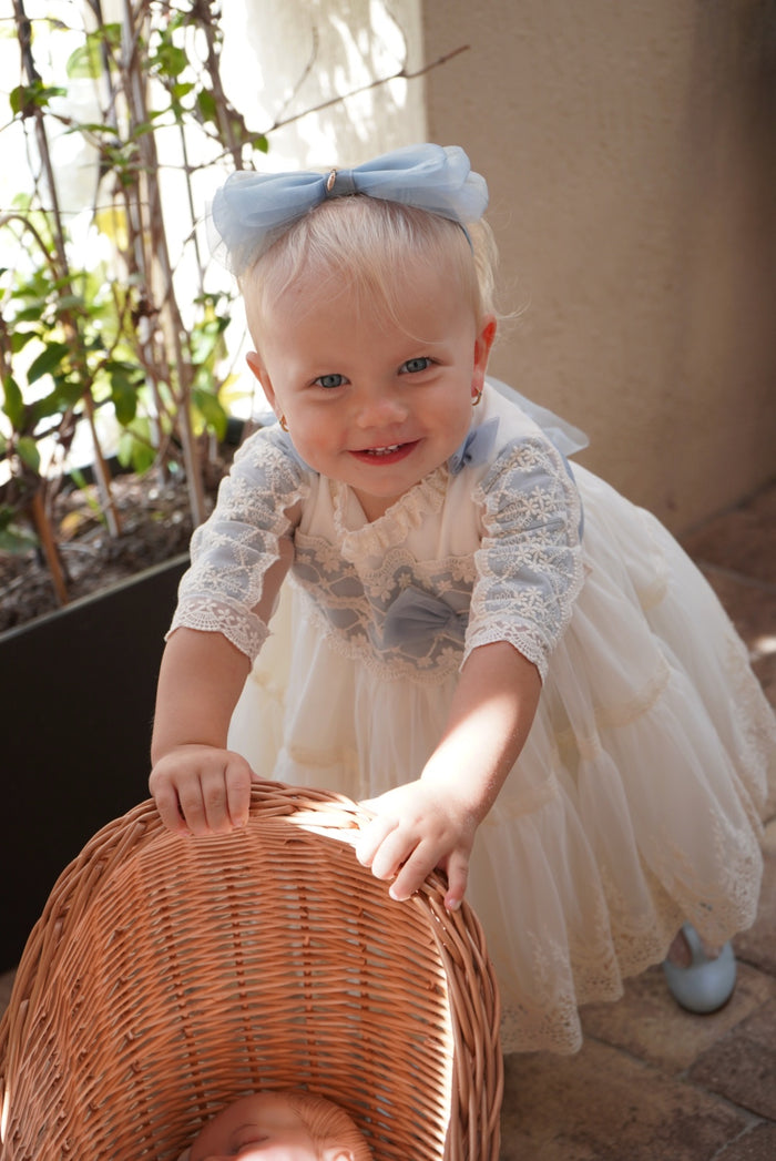 Alice Lace Dusty Blue/Ivory Girl Dress