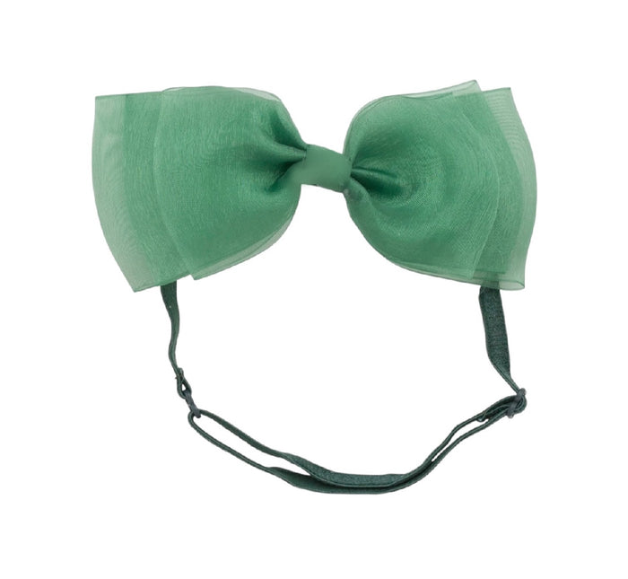 Allie Bow Green Organza Headband Wrap