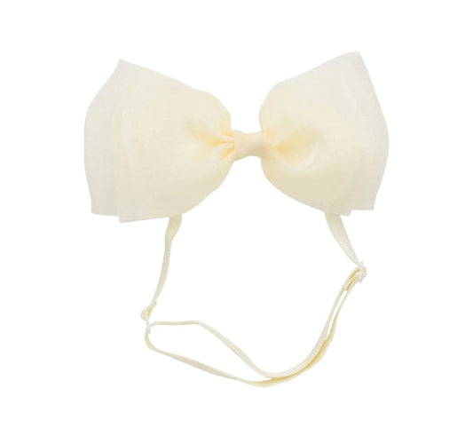 Allie Bow Ivory Organza Headband Wrap