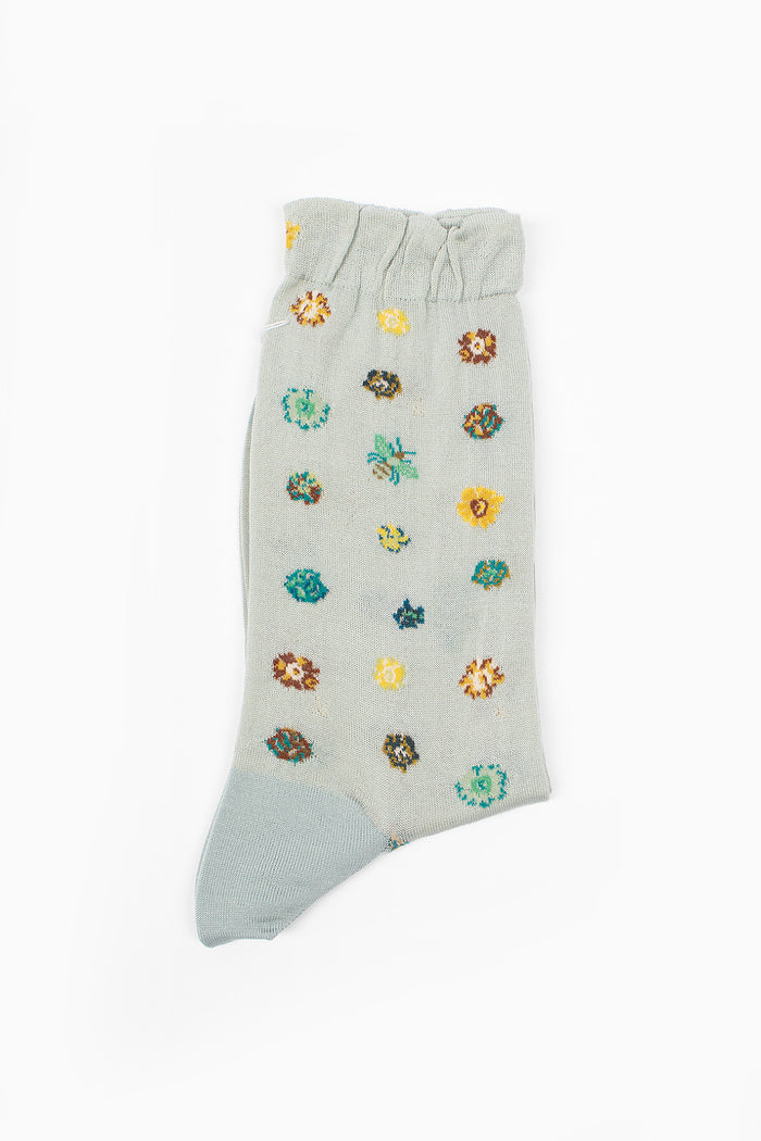 AM-800 Polka Flower Socks Light Blue