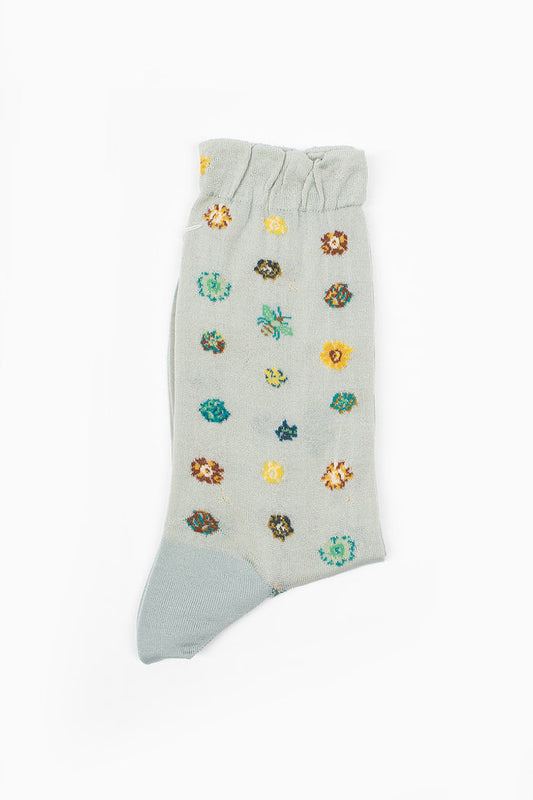 AM-800 Polka Flower Socks Light Blue