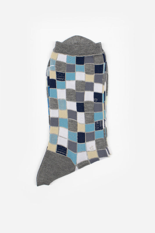 AM-811 Colourful Tiles Socks Mix Grey
