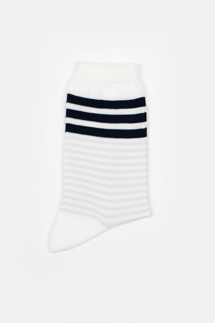 AM-813 Colour Border Socks White