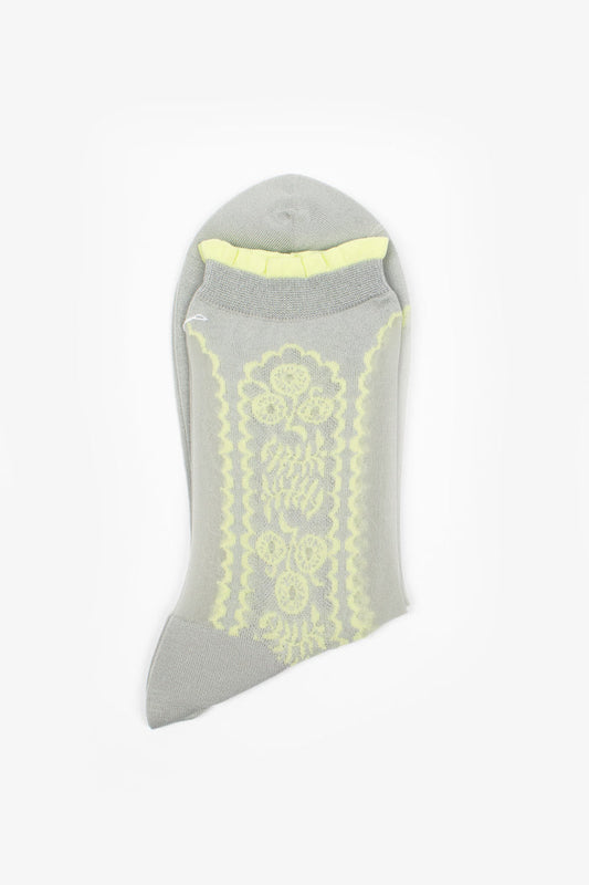 AM-817 See-Through Flower Socks Light Grey
