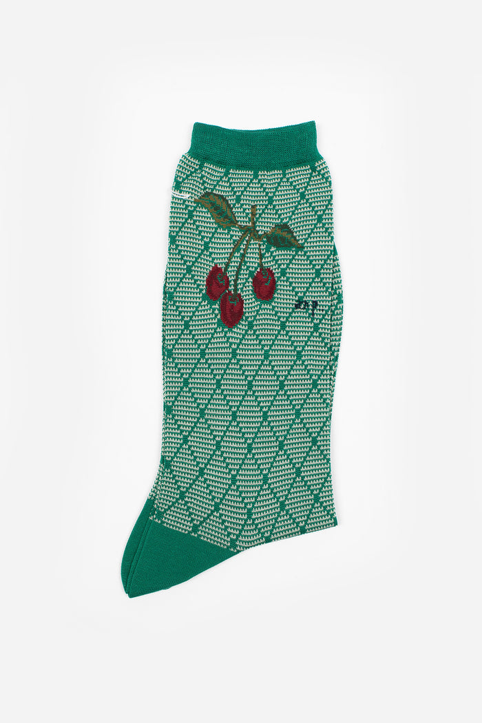 AM-818 Cherry On Diamonds Socks Green